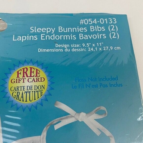 Janlynn Baby Stamped Cross Stitch Kit Baby Bibs Sleepy Bunny Rabbit Infant - Picture 3 of 9